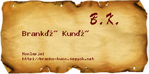 Brankó Kunó névjegykártya